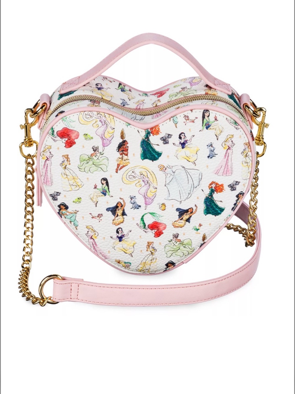 Official Disney Store Heart Shaped Princess Crossbody Handbag Allover Character